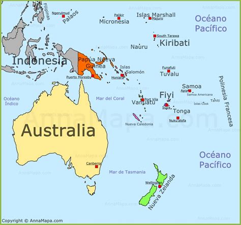 Mapa de Oceanía | Mapa Politico de Oceanía | Países de Oceanía ...