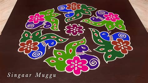 Sankranthi special peacock rangoli designs 13X7 dots | Pongal kolam ...