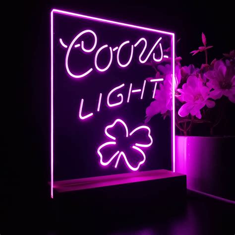Coors Light 4 Leaf Clover Beer 3D LED Optical Illusion Night Light Table Lamp | LED LAB CAVE