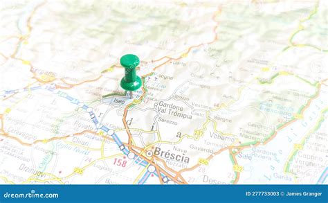 A Green Pin Stuck in Lake Iseo on a Map of Italy Stock Image - Image of thumb, sightseeing ...