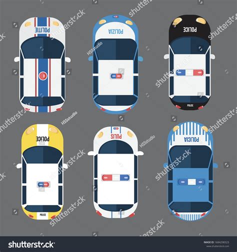 Set Police Car Top View Stock Vector (Royalty Free) 1684298323 | Shutterstock