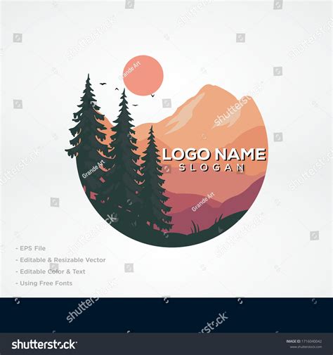 Forest Logo Design Nature Landscape Silhouettes Stock Vector (Royalty ...