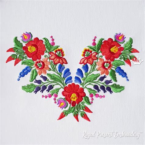 Hungarian Folk Machine Embroidery Designs With Flowers and - Etsy