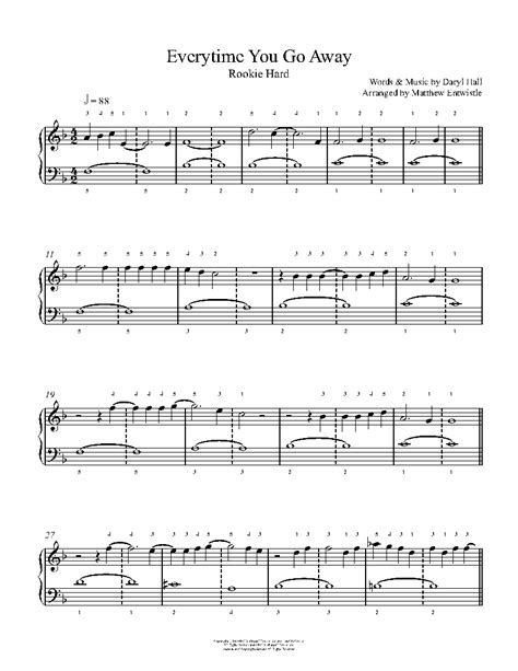 Every Time You Go Away by Paul Young Sheet Music & Lesson | Rookie Level