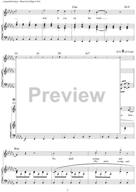 When I'm 64" Sheet Music by The Beatles for Piano/Vocal/Chords - Sheet Music Now