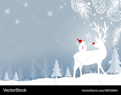 Christmas background design of reindeer and pine Vector Image