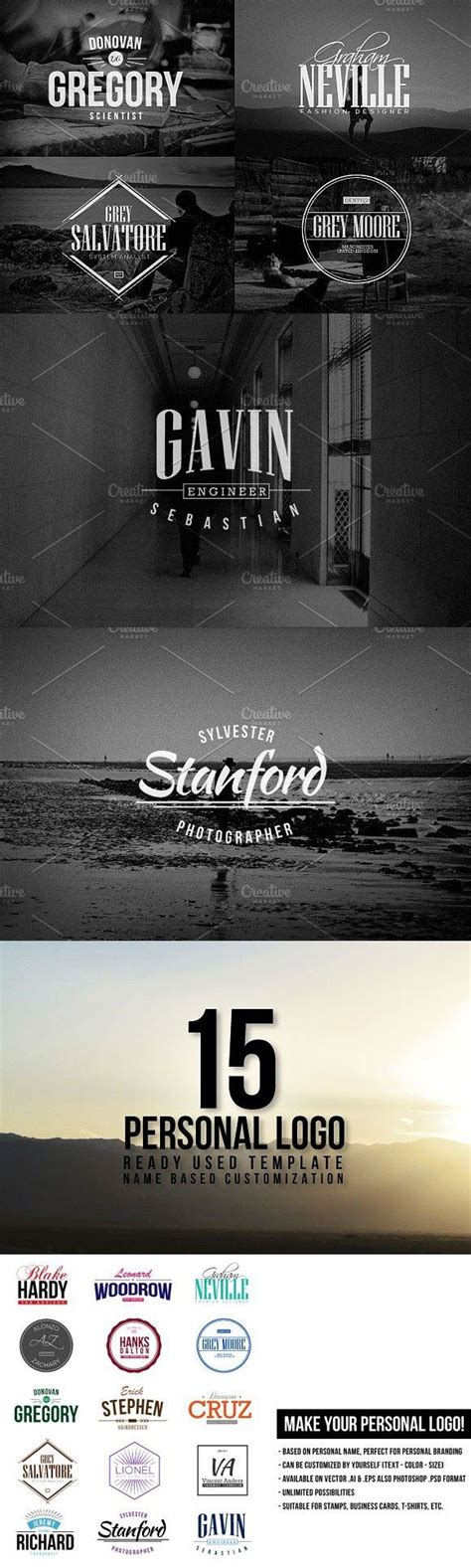 15 Personal Name Based Logo Template Woodrow, Personal Logo, Sylvester, Donovan, Vintage Logo ...