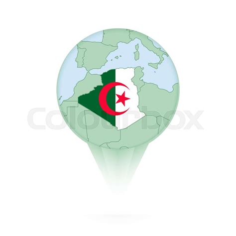 Algeria map, stylish location icon with Algeria map and flag. | Stock vector | Colourbox