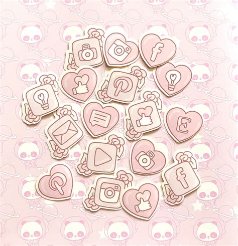 30 Pack Paper Pastel Social Media Icons Stickers - Etsy