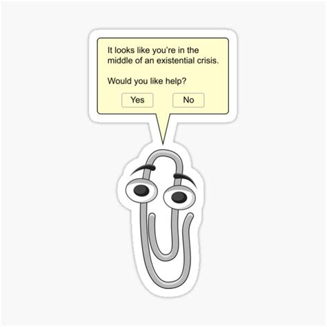 "Clippy - Existential Crisis" Sticker for Sale by erickglez16 | Redbubble