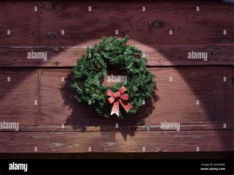 Christmas Wreath with spotlight Stock Photo - Alamy