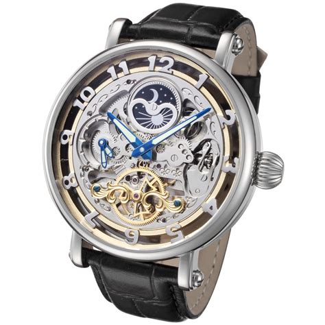 Rougois Big Skeleton Automatic Watch with Dual Time Moon Phase