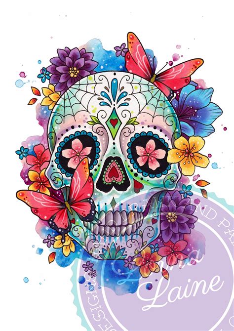 Sugar Skull Print Tattoo Design Day of the Dead Art Tattoo - Etsy Australia