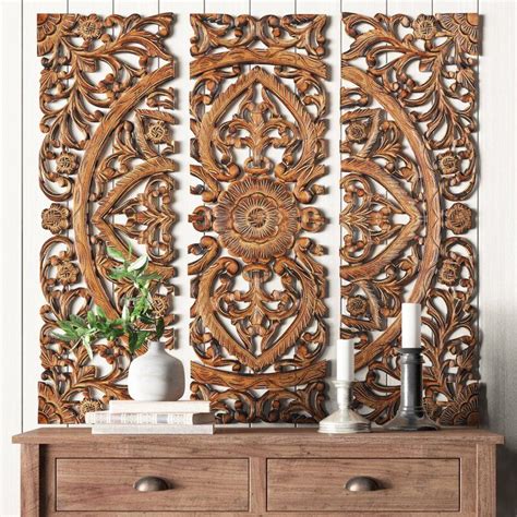 3 Piece Wood Panel Wall Décor Set & Reviews | Birch Lane Wood Panel Wall Decor, Carved Wood Wall ...