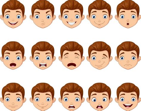 Set of cartoon children head with different face expressions 8604975 Vector Art at Vecteezy