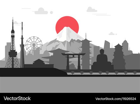 Silhouette of tokyo city in japanjapan landmarks Vector Image