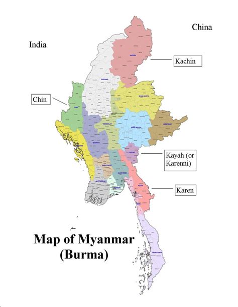 Burma map states - Myanmar map and states photos (South-Eastern Asia ...