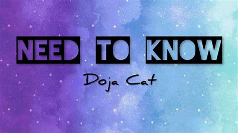 Doja Cat - Need to Know ( Lyrics video ) - YouTube