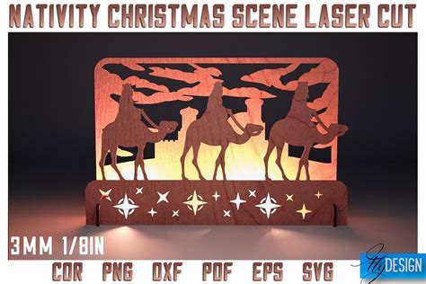 Nativity Christmas Scene Laser Cut SVG | Nativity Laser Cut SVG Design By Fly Design | TheHungryJPEG