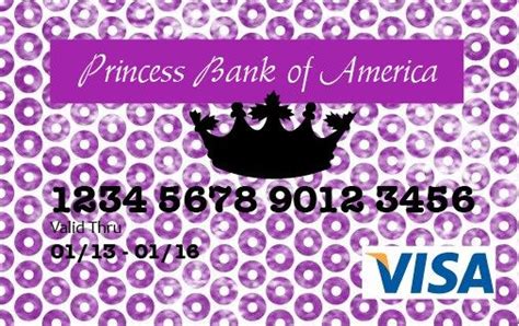 Princess Debit Card (for mini shoppers | Printable cards, Kids cards, Visa gift card