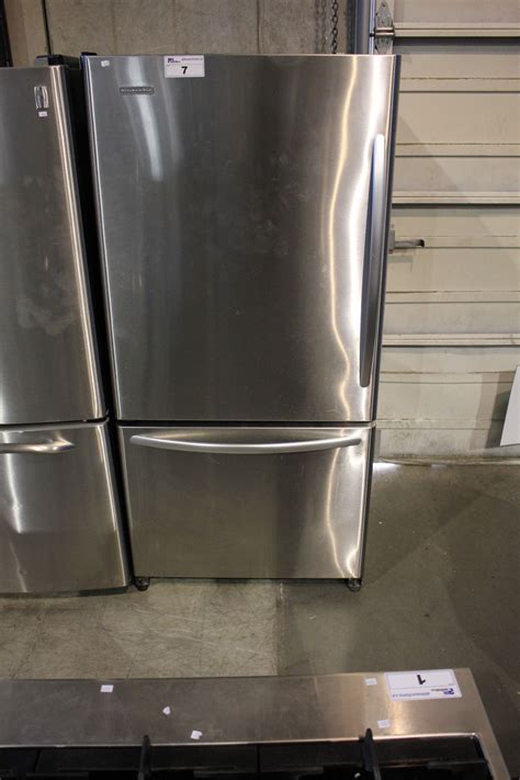 SCRATCH & DENT KITCHENAID STAINLESS STEEL AND BLACK SWING OUT FRIDGE WITH ROLL OUT FREEZER ...