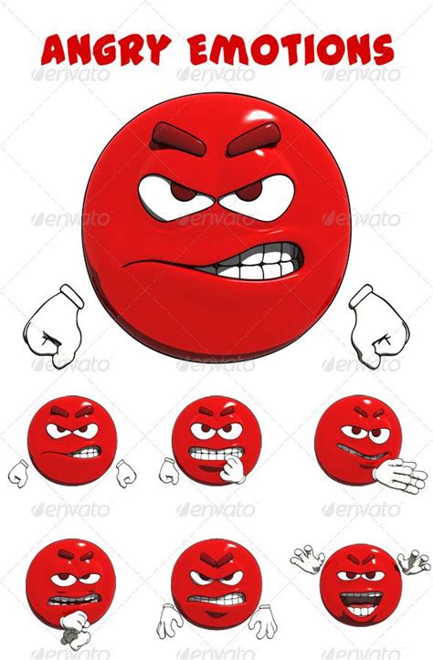 an angry emotics character with different expressions