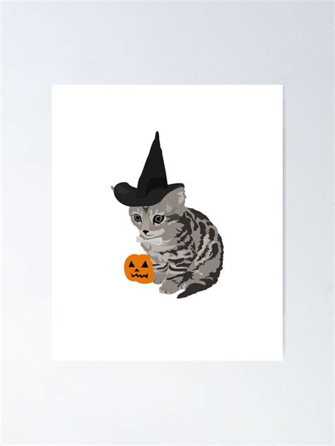 "Cute Spooky Cat Halloween Meme" Poster for Sale by BakenekoArt | Redbubble