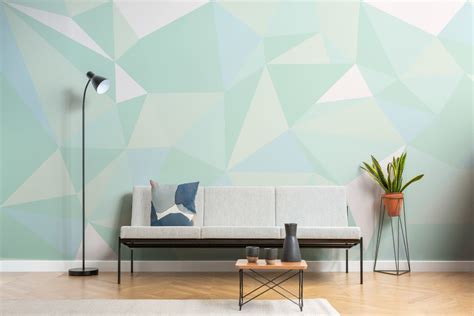 Mint Green Geometric Wallpaper Mural | Hovia