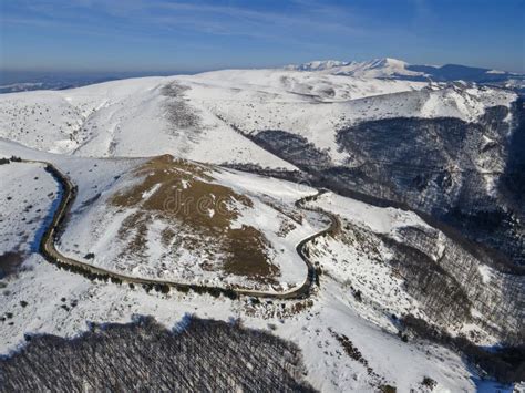 Aerial Winter View of Balkan Mountains Around Beklemeto Pass, Bulgaria Stock Image - Image of ...