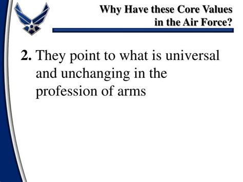 PPT - AIR FORCE CORE VALUES: The Price of Admission PowerPoint ...