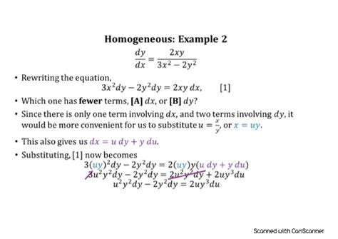 SOLUTION: Homogeneous first order example 2 differential equation - Studypool