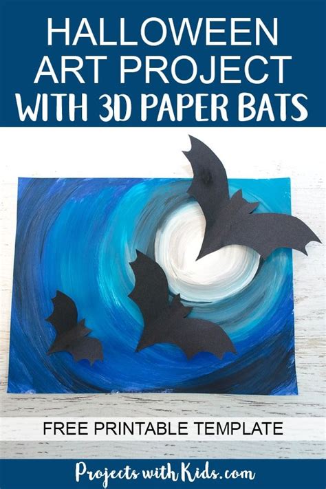 Halloween Art Project with 3D Paper Bats | Halloween art projects ...