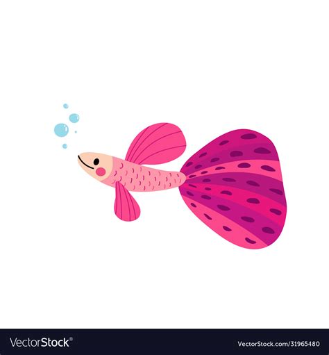 Pink guppy fish animal cartoon character Vector Image