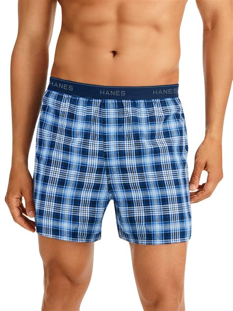 Hanes - Men's Woven Boxers, 6 Pack - Walmart.com