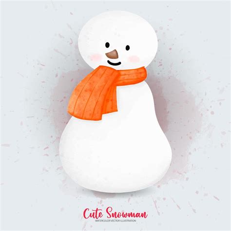 Watercolor Snowman, Christmas Snowman, Watercolor Vector illustration ...