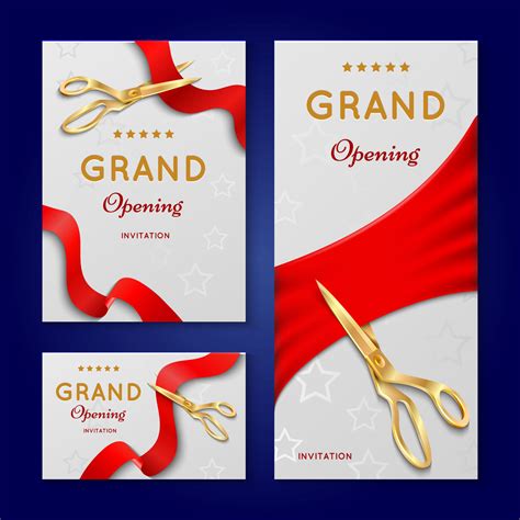 Ribbon cutting with scissors grand opening ceremony vector invitation By Microvector | TheHungryJPEG