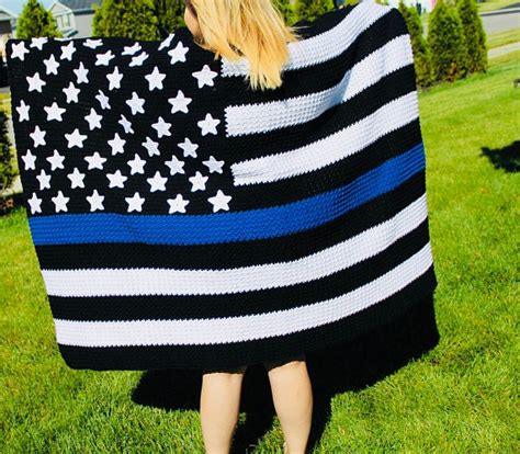 Black and White American Flag with Blue Stripe Pattern | Etsy