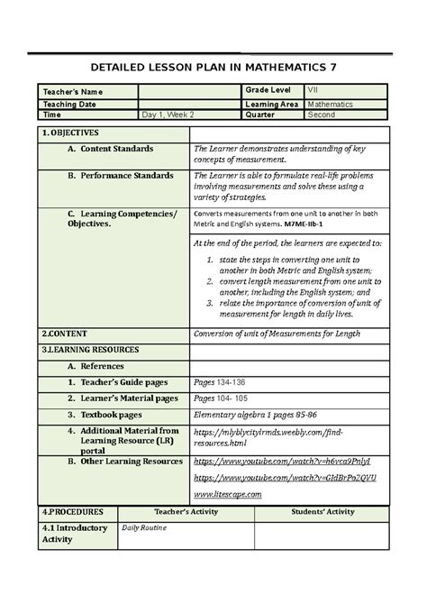 Lesson Plan In Grade 2 Quarter 2