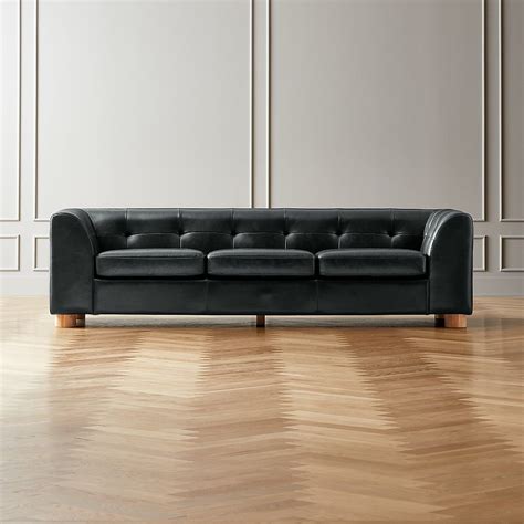 Kotka Black Tufted Leather Sofa + Reviews | CB2