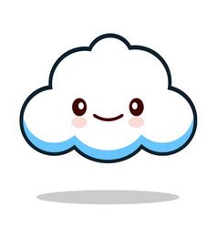 Cute cloud rain kawaii face icon cartoon character