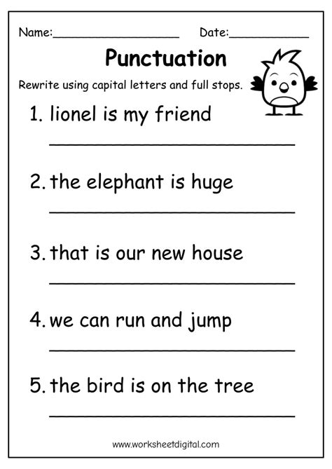 Punctuation - Worksheet Digital