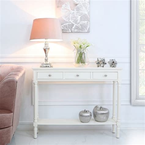 Medium White Delta 3 Drawer Console Table | White Console Table