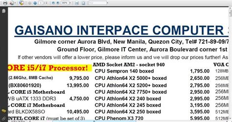 GAISANO PRICE LIST PDF