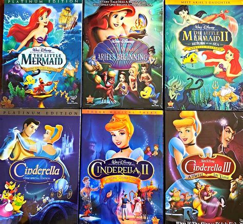 The Little Mermaid Trilogy and Cinderella Trilogy Brand New 6-DVD Combo ...