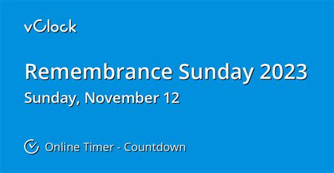 When is Remembrance Sunday 2023 - Countdown Timer Online - vClock