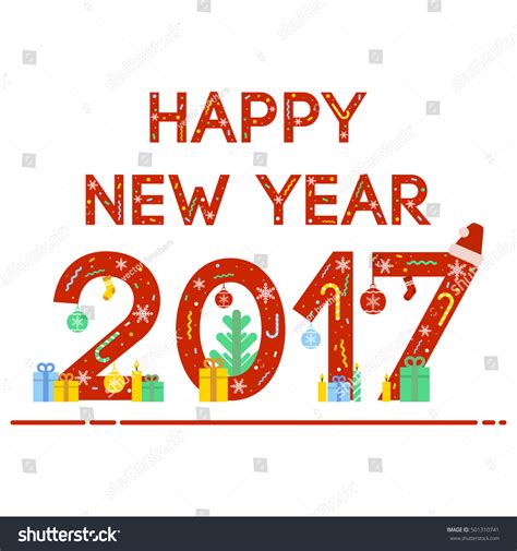 Decorated Happy New Year 2017 Greeting Stock Vector 501310741 ...