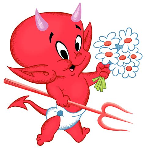 Hot Stuff the Happy Little Devil with Bouquet of Daisies Jigsaw Puzzle by Glen Evans - Pixels