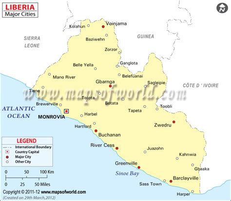 Cities in Liberia, Map of Liberia Map with Cities