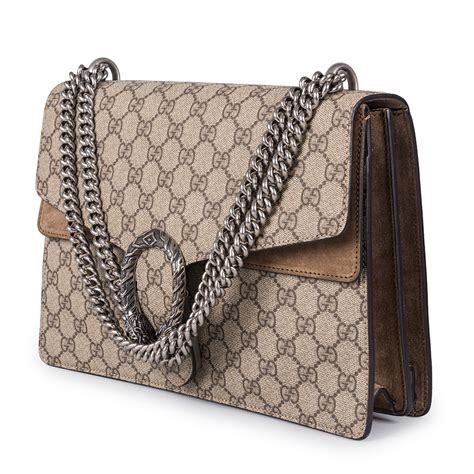 GUCCI BROWN BEIGE GG LARGE DIONYSUS SHOULDER HANDBAG - My Luxury Bargain