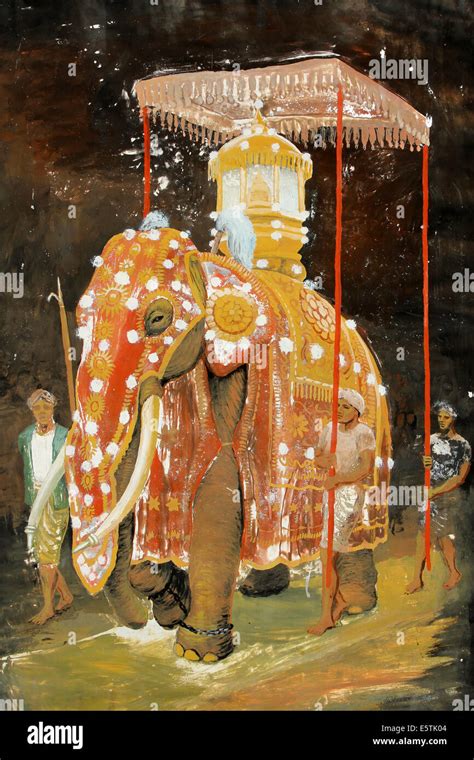 Painting Of A Richly Decorated Elephant At The Esala Perahera Stock Photo, Royalty Free Image ...